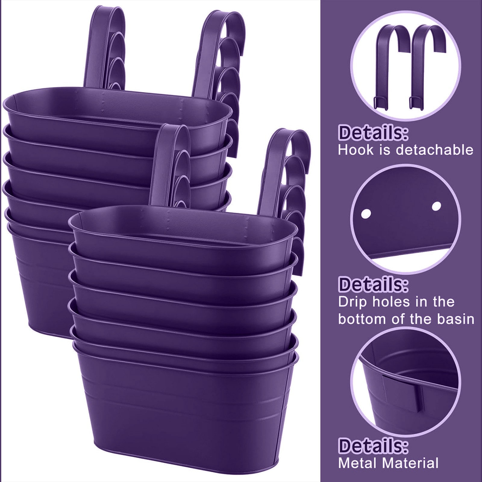 Vertical Wall Planter - Metal Iron Hanging Flower Pots Balcony