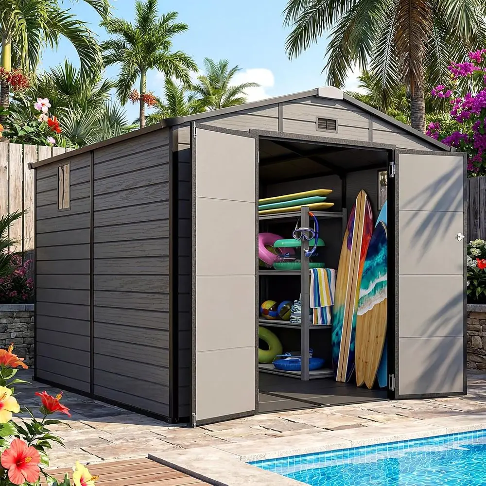 8x8 Outdoor Storage Shed with  - đánh giá và giá Gardening Tools