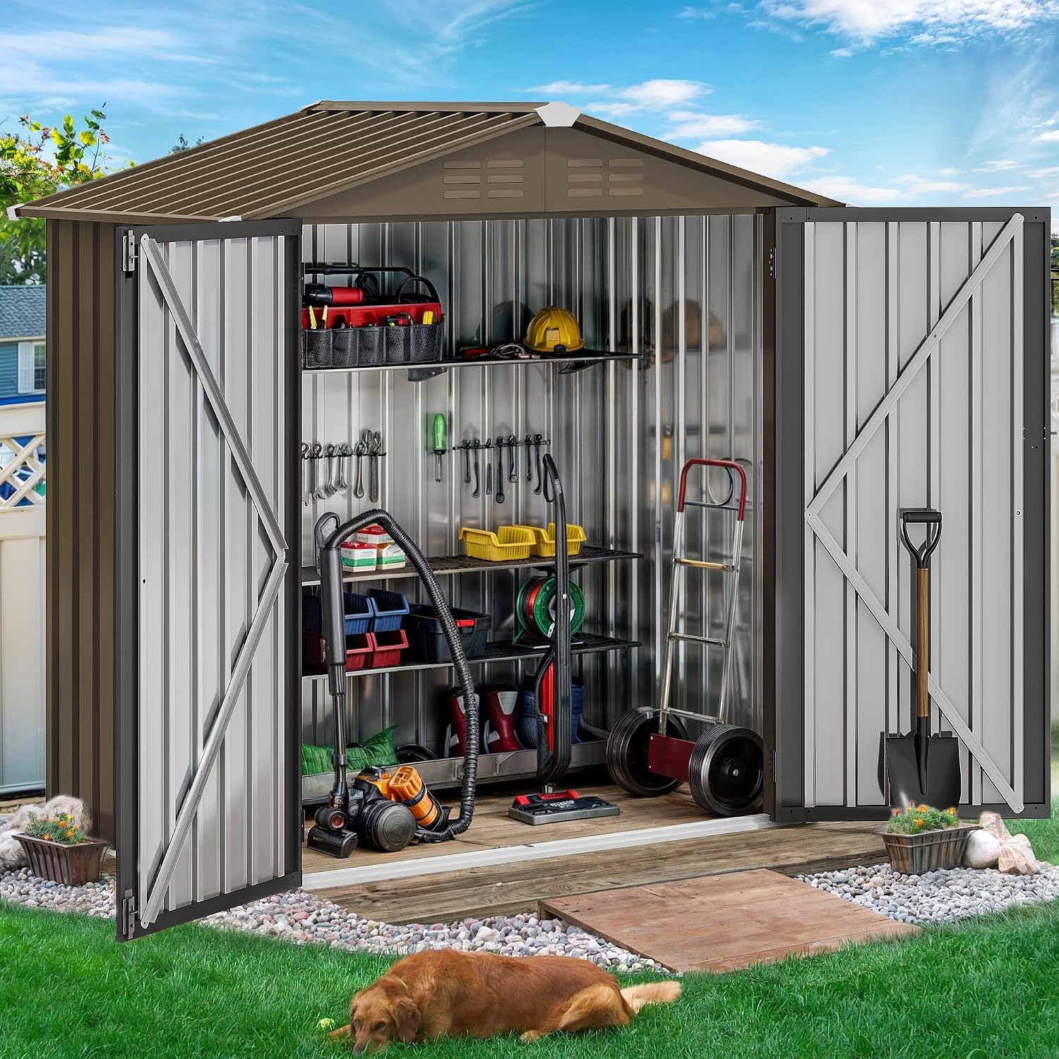 6x4ft Metal Outdoor Storage Sh - đánh giá và giá Gardening Tools