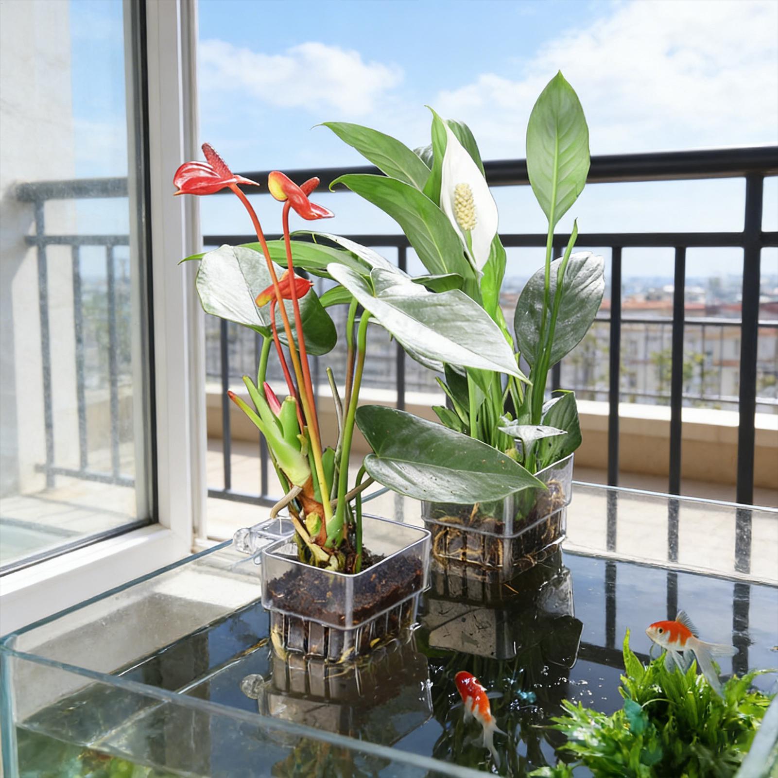 Aquarium Plant Basket Transpar - đánh giá và giá Hanging Planter Basket