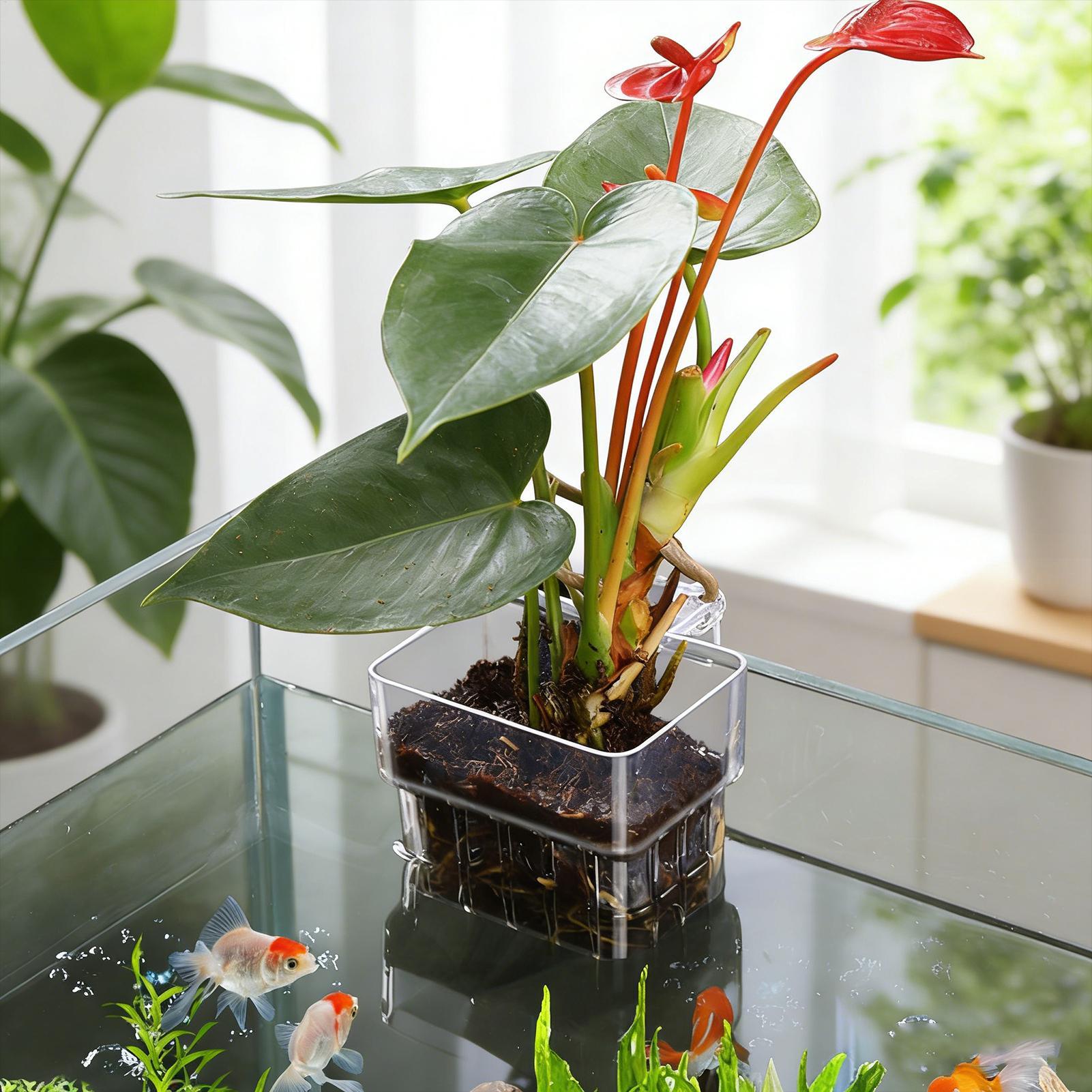Aquarium Plant Basket Transpar - đánh giá và giá Hanging Planter Basket