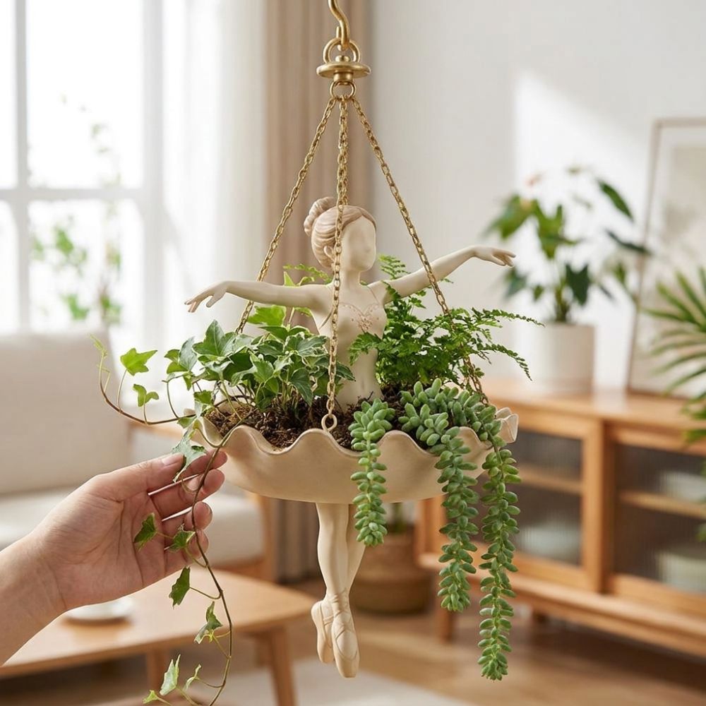 Resin Ballet Dancer Hanging Pl - đánh giá và giá Hanging Planter Basket