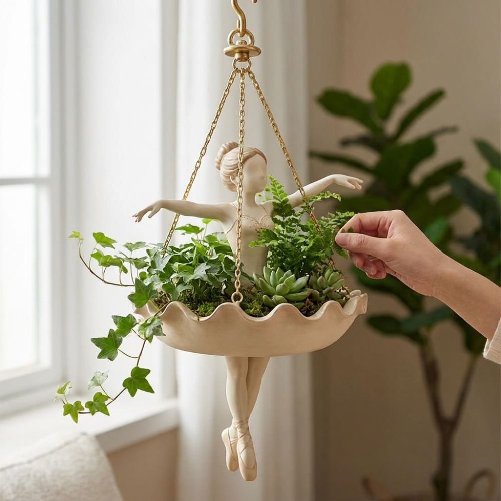 Resin Ballet Dancer Hanging Pl - đánh giá và giá Hanging Planter Basket