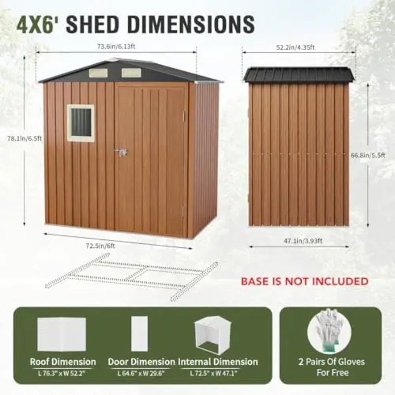 Outdoor Storage Shed 6x4 Ft, L - đánh giá và giá Gardening Tools